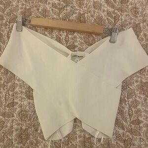 superdown White Cross-Front Crop Top